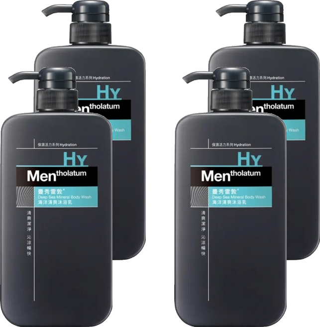 MENTHOLATUM 曼秀雷敦 男士海洋清爽沐浴乳 650ml 有效控油 清潔身體, 4件
