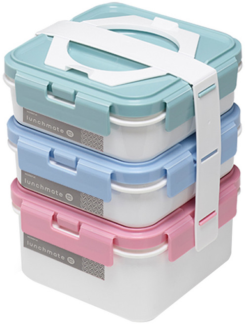 KOMAX 蜜提三層餐盒組 700ml 1.1L 聚丙烯PP材質 韓國製造, 白色, 1組