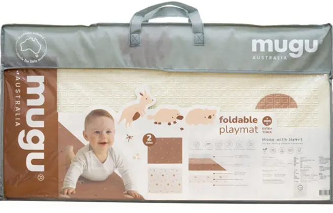 mugu 沐咕寶貝 輕巧無毒摺疊地墊加厚版 附收納袋, 曠野小袋鼠