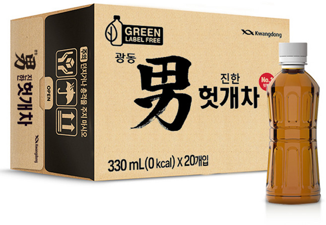 광동진한헛개차 무라벨 그린, 330ml, 20개