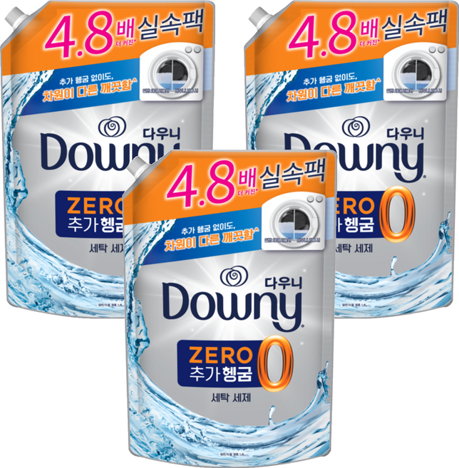 다우니 프리미엄 추가헹굼제로 액체형 세탁세제 리필, 1.4L, 3개