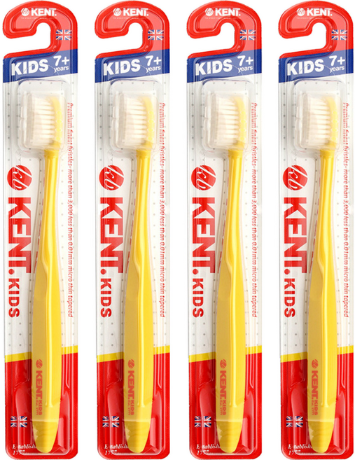 켄트 키즈 초극세모 칫솔, 옐로, 1개입, 4개