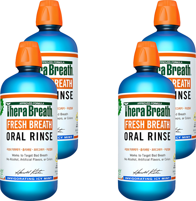 테라브레스 프레시브레스 오랄린스 인비고레이팅 아이시민트 구강청결제, 1L, 4개