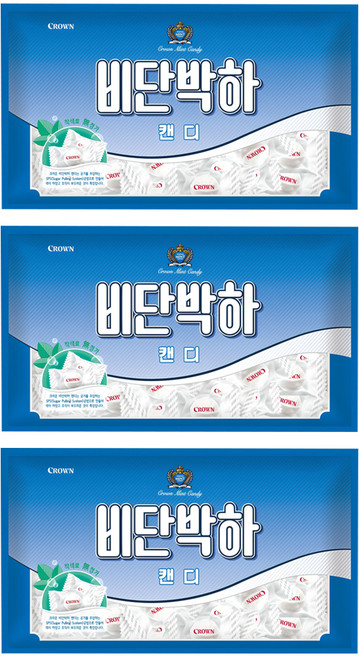 크라운 비단 박하 캔디, 740g, 3개