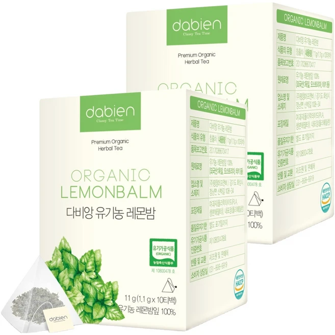 다비앙 유기농 레몬밤, 1.1g, 10개입, 2개 - 쿠팡
