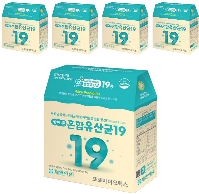 일양약품 장에존 혼합유산균 2개월분, 120g, 5개