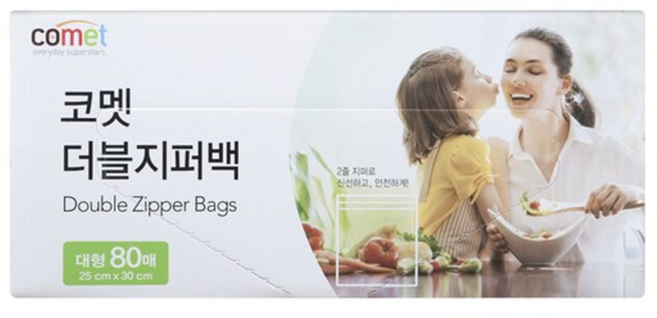 comet 雙拉鍊袋大號, Large, 80入, 1盒