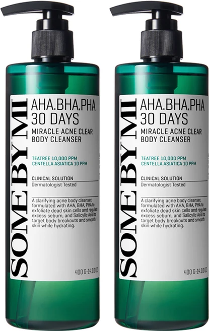 썸바이미 아하 바하 파하 30데이즈 미라클 아크네 클리어 바디 클렌저 유칼립투스잎오일 향, 400g, 2개 - 쿠팡