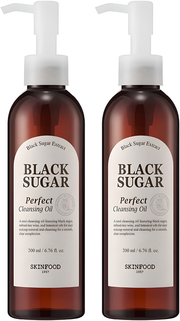 스킨푸드 블랙슈가 퍼펙트 클렌징 오일, 200ml, 2개