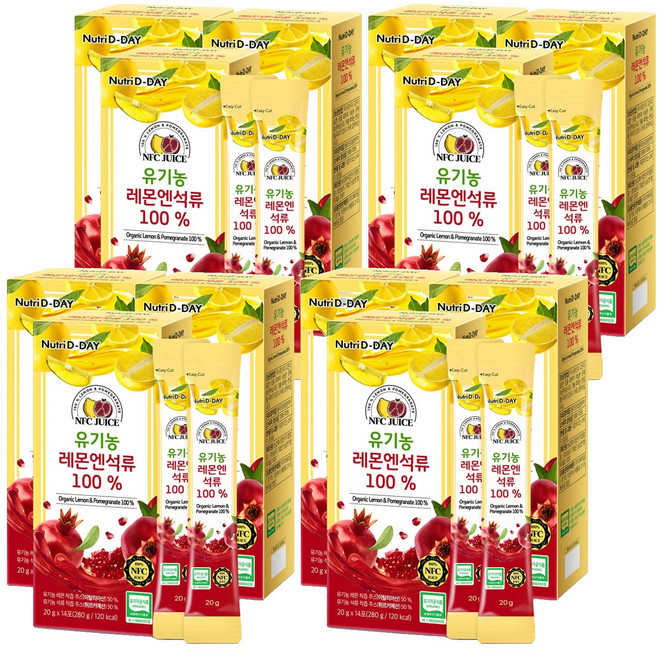 뉴트리디데이 유기농 레몬엔석류즙 100%, 280g, 12개