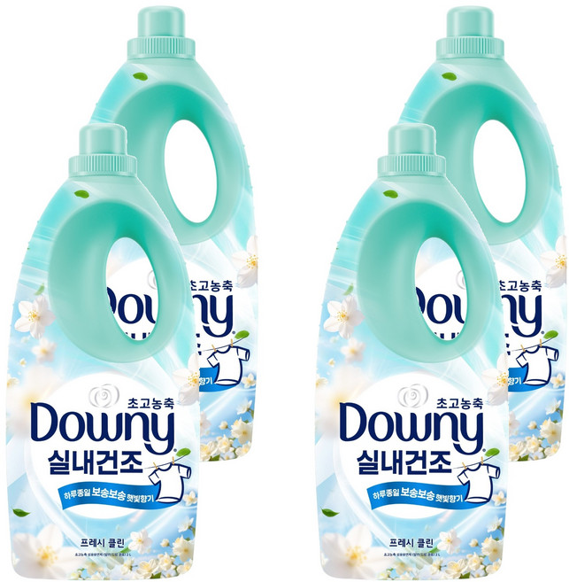 다우니 실내건조 초고농축 섬유유연제 프레시 클린 본품, 2L, 4개