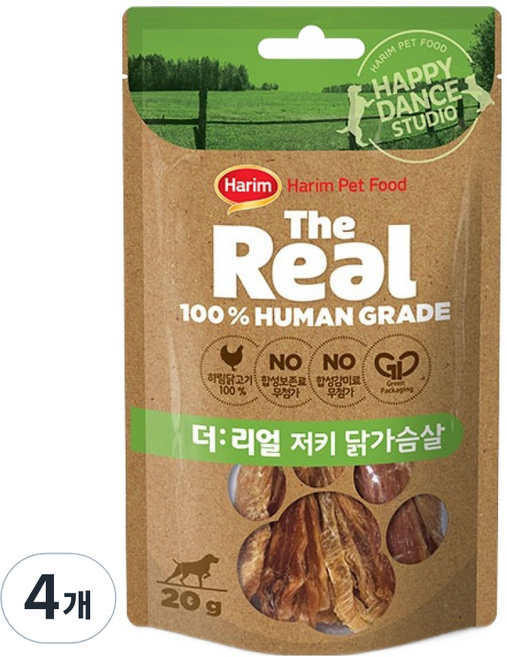하림펫푸드 강아지 더리얼 저키, 닭가슴살, 20g, 4개