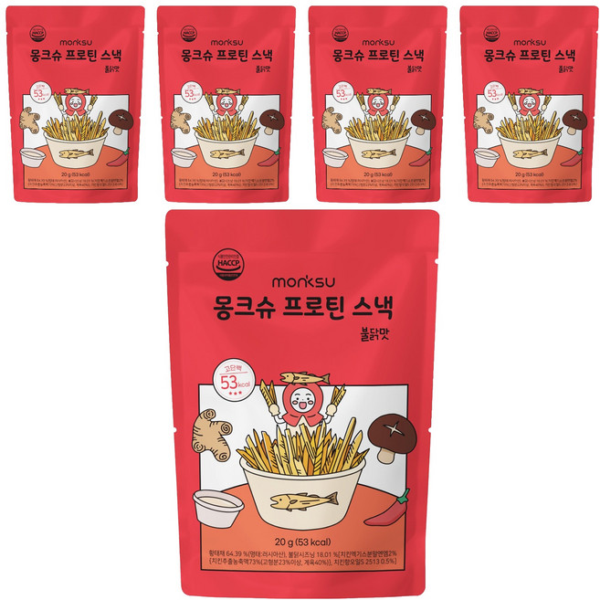 몽크슈 프로틴 스낵 불닭맛, 20g, 5개