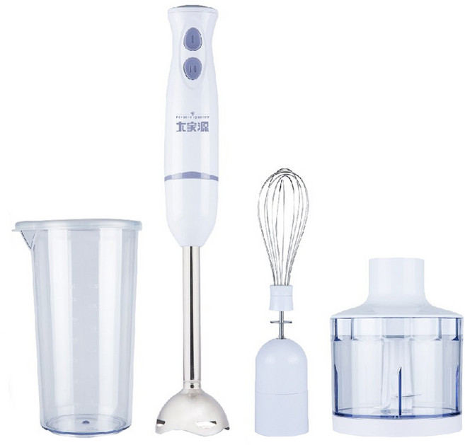 大家源 多功能料理調理棒 全配 TCY-6706 調理棒39 x 6.7 x 6.7cm + 打蛋器23.6 x 4.9 x 4.9cm + 切碎器15.2 x 11.9 x 11.9cm + 料理杯18.6 x 10.4 x 11.5cm 1130g 原廠保固