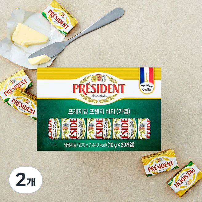 프레지덩 버터 가염 20개입, 200g, 2개 - 쿠팡