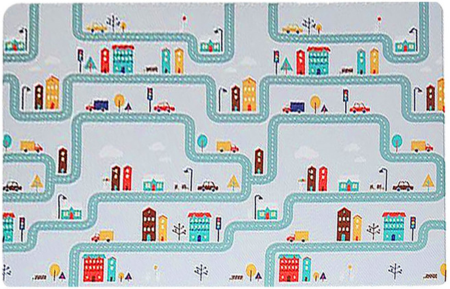 aginory 頂級雙面遊戲地墊, 汽車道路 + 六邊形 藍色