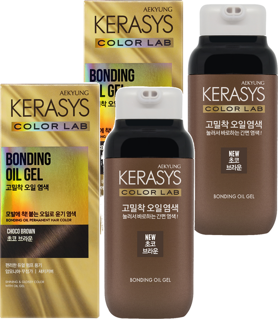 케라시스 컬러랩 고밀착 오일 염색제, 초코브라운, 2개