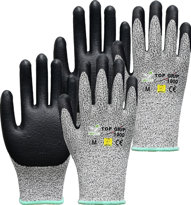 한우 탑그립 1000 CUT4 절단방지 NBR 코팅 안전장갑, 2개