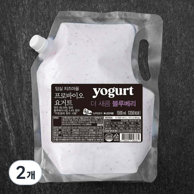 임실치즈마을 요거트 더 새콤 블루베리, 1.5L, 2개