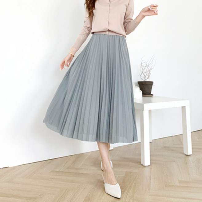 잘빠진 A라인 밴딩 플리츠 스커트