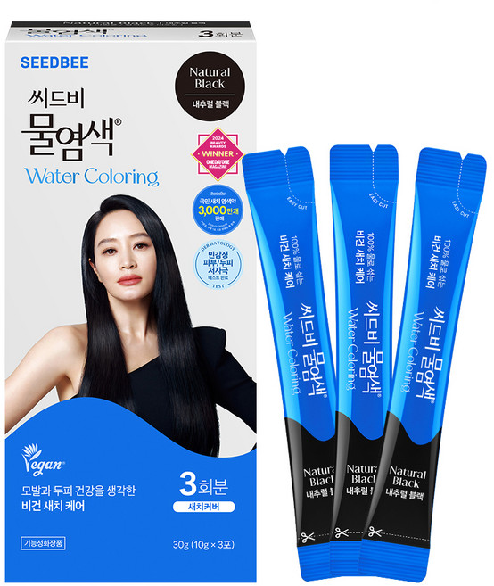 씨드비 프리미엄 물 염색제 3회분, 내추럴블랙, 1개