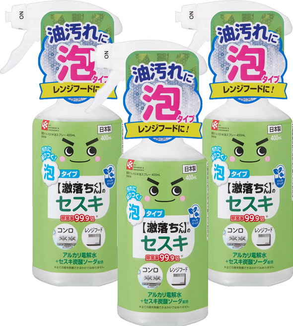 LEC 激落君 倍半碳酸鈉 電解水泡沫噴霧 清潔劑, 400ml, 3瓶