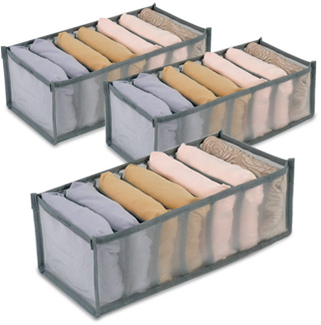 마켓플랜 그리드 메쉬 의류 수납함 소형 7칸, 그레이, 3개