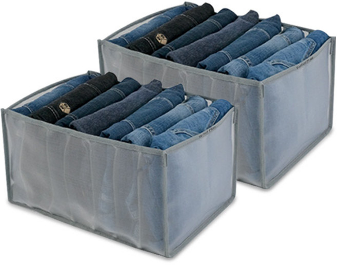 마켓플랜 그리드 메쉬 의류 수납함 대형9단, 그레이, 2개