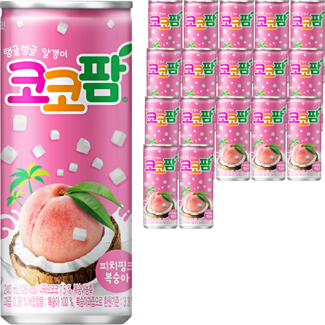 coco palm 水蜜桃椰果飲料 粉色, 240ml, 18罐