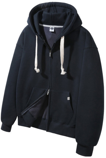 앨빈클로 남녀공용 무지 투웨이 더블코튼 오버핏 후드 집업 AZH863