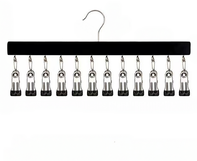 편리홈 다용도 12구 집게형 양말 속옷 걸이, 블랙, 1개