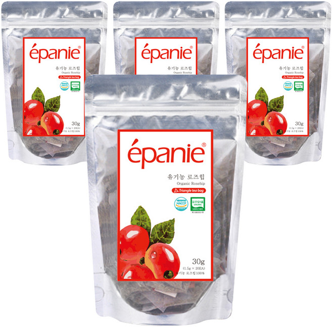 에빠니 유기농 로즈힙 삼각망 티백 허브차, 1.5g, 20개입, 4개