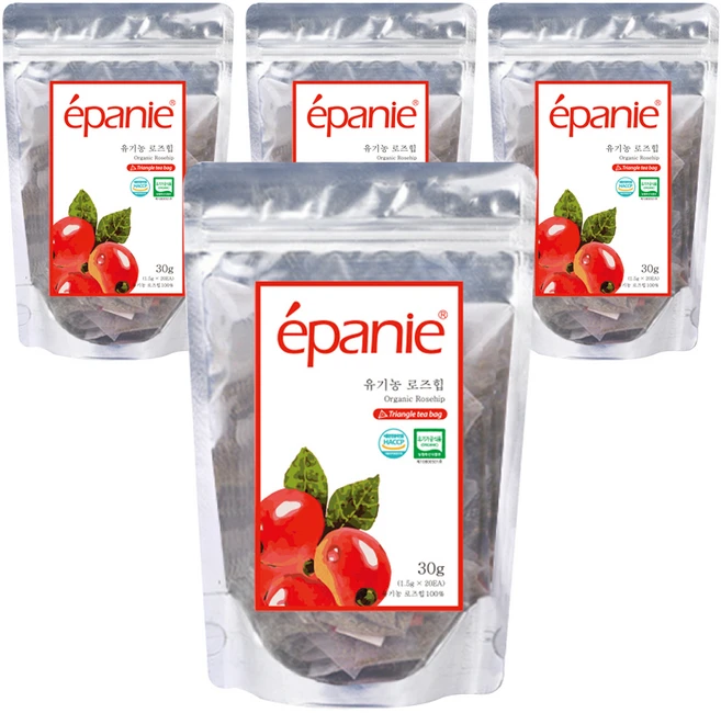 에빠니 유기농 로즈힙 삼각망 티백 허브차, 1.5g, 20개입, 4개 - 쿠팡