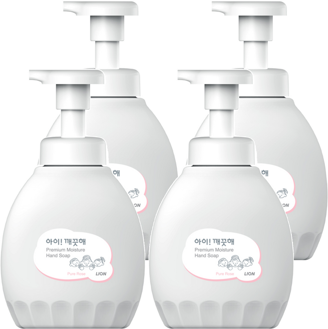 아이깨끗해 프리미엄 모이스처 폼 핸드솝 퓨어 로즈, 450ml, 4개