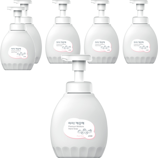 아이깨끗해 프리미엄 모이스처 폼 핸드솝 퓨어 로즈, 450ml, 6개