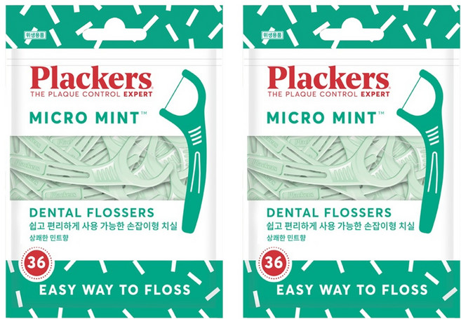 플랙커스 마이크로 민트 치실, 8cm, 36개입, 2개