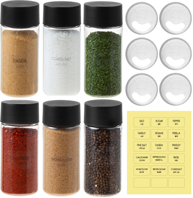 코멧 홈 국내생산 BPA FREE 클리어 원형 밀폐 양념통 6P 세트 350ml, 6개, 단품