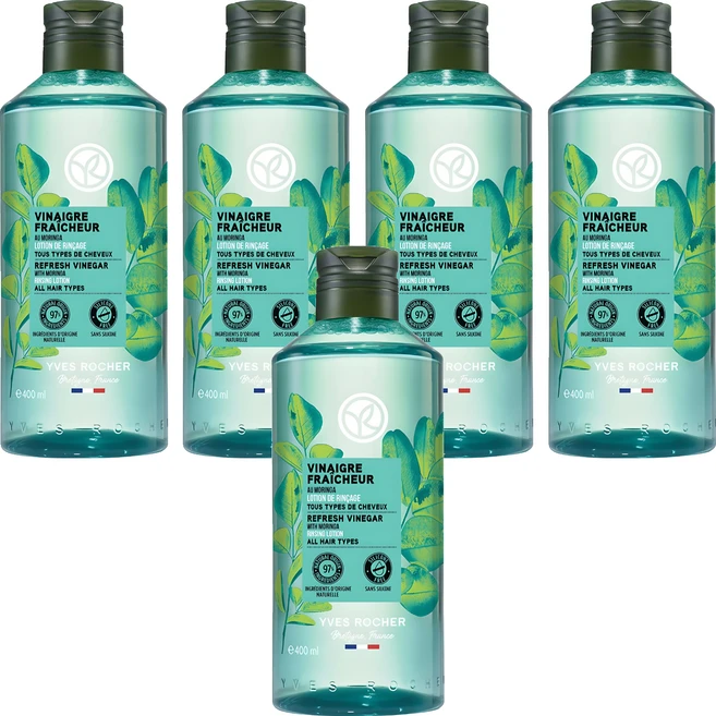 이브로쉐 리프레쉬 비니거 위드 모링가 린싱 로션 올 헤어 타입스 두피린스 그린 보태니컬 향, 400ml, 5개 - 쿠팡