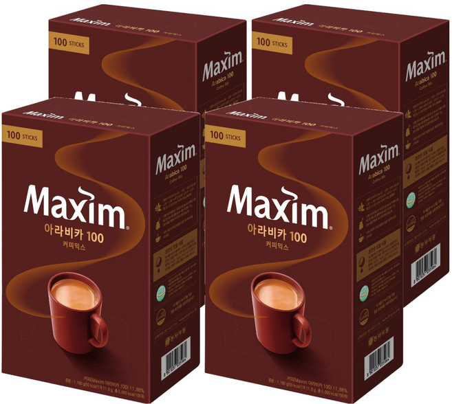 맥심 아라비카 100 커피믹스, 11.8g, 100개입, 4개