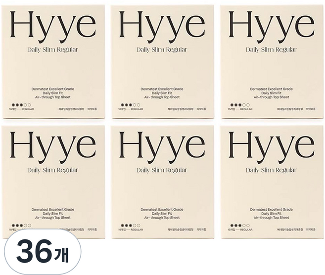 혜 데일리슬림 생리대, 중형, 16개입, 36개
