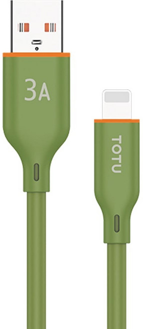 TOTU 拓途 Type-C-Lightning 液態矽膠傳輸快充線, 1m, 軍綠色, 1條