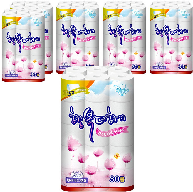 트루마리 행복더하기 30m 3겹데코 화장지, 30개입, 6개