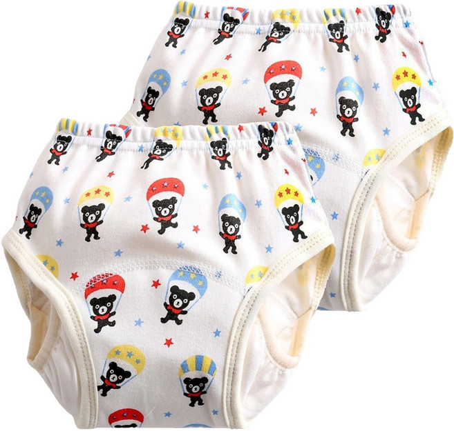 愛北鼻 加厚6層學習褲/尿布褲, 跳傘小熊, 2件