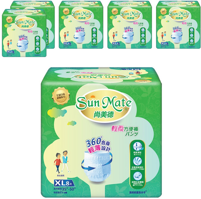 Sun Mate 尚美德 成人褲型紙尿褲 輕柔方便褲, 8片, 6包