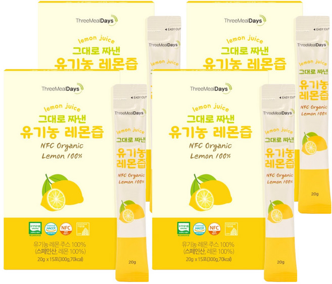 트리밀데이즈 그대로 짜낸 유기농 레몬즙 15p, 300g, 4개