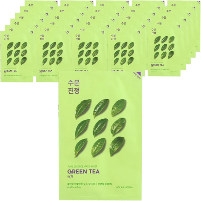 홀리카홀리카 퓨어 에센스 마스크 시트 녹차 23ml, 1개입, 60개 - 쿠팡