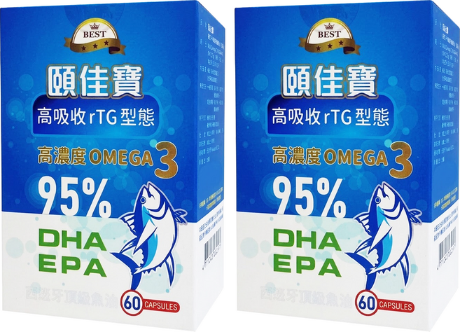 頤佳寶 西班牙高濃度頂級魚油, 2個, 60顆