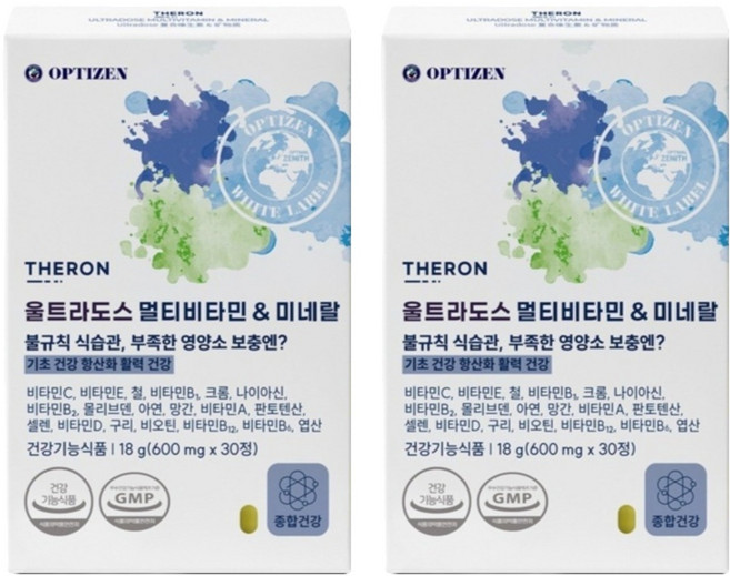 옵티젠 테론 울트라도스 멀티비타민 앤 미네랄 18g, 2개, 30정