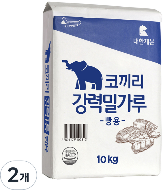 대한제분 코끼리 강력 밀가루, 10kg, 2개