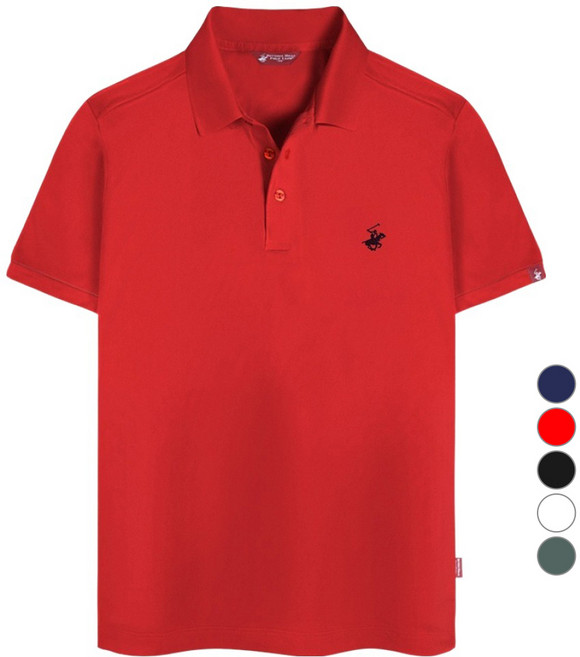 BEVERLY HILLS POLO CLUB 比佛利保羅 男女通用 涼感 透氣 標準 Cool Ever 短袖Polo衫 CPW0T01, 紅色